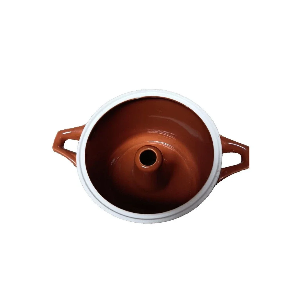 Ceramic Pot Burnt Orange With Lid Handles